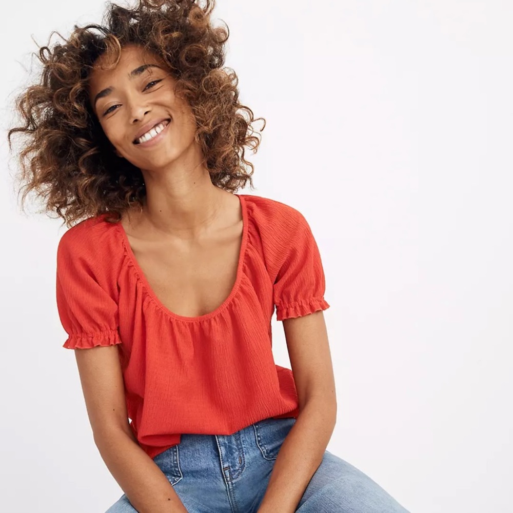 🆕 Madewell Sz Md Texture & Thread Peasant Top
